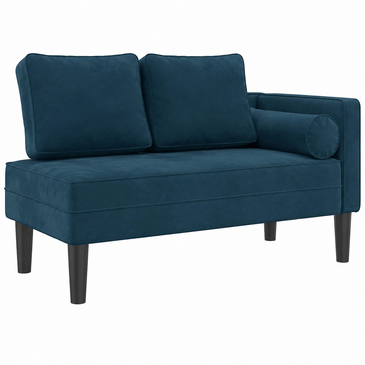 Poltrona Chaise Longue in Velluto Blu con Cuscini, Divano Letto Elegante per Soggiorno