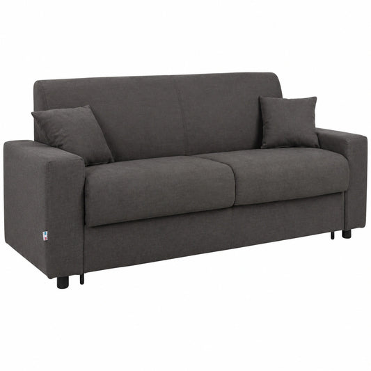 Divano Letto 3 Posti in Tessuto Idrorepellente Sfoderabile con Apertura a Ribalta e Materasso Aloe - Made in Italy, Modello ROLEN, Colore Grigio