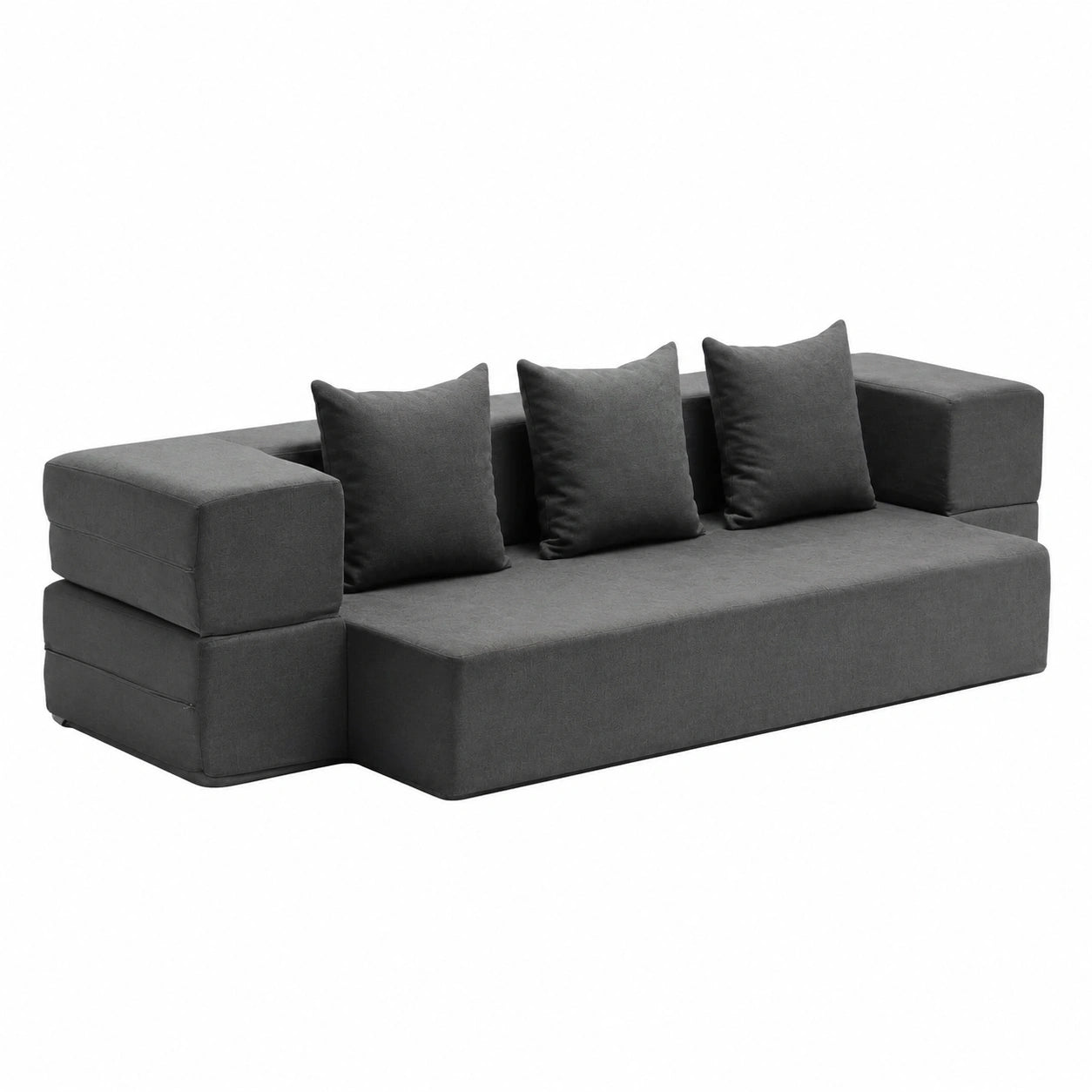 Divano Letto Singolo Pieghevole con Cuscini Lavabili in Memory Foam, Grigio Scuro