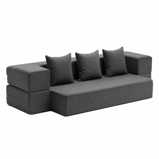 Divano Letto Singolo Pieghevole con Cuscini Lavabili in Memory Foam, Grigio Scuro