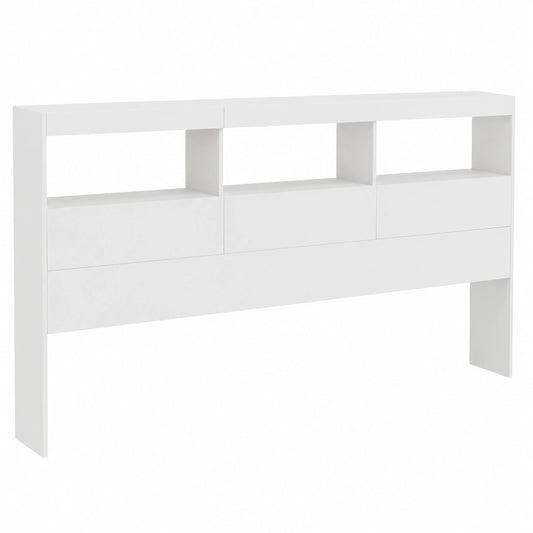 Testiera Letto Matrimoniale con Contenitore LED Bianca 180x17x102 cm