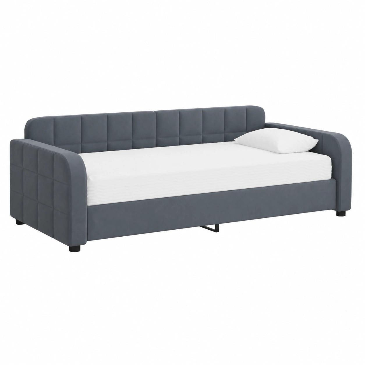Brokky Divano Letto in Velluto Grigio Scuro con Contenitore e Materasso 90x200 cm