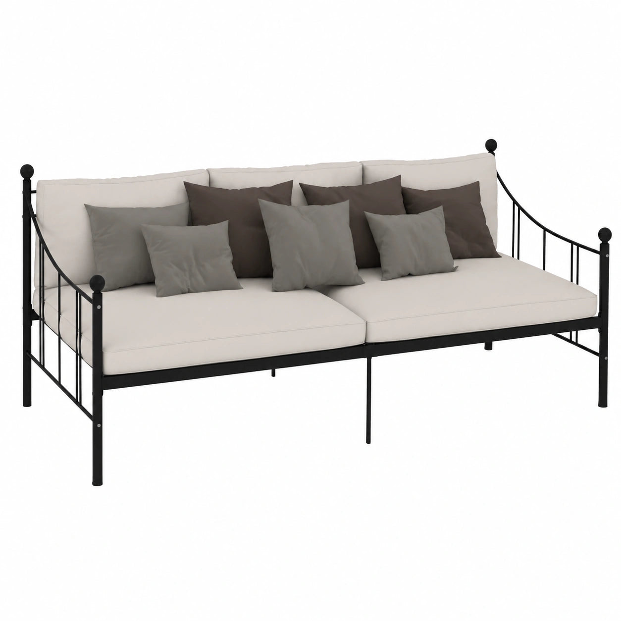 Struttura Letto Divano in Metallo Nero 90x200 cm
