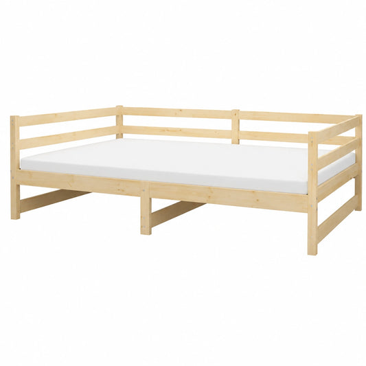 Divano Letto Funzionale in Legno di Pino con Contenitore e Dormeuse Estraibile 90x200 cm