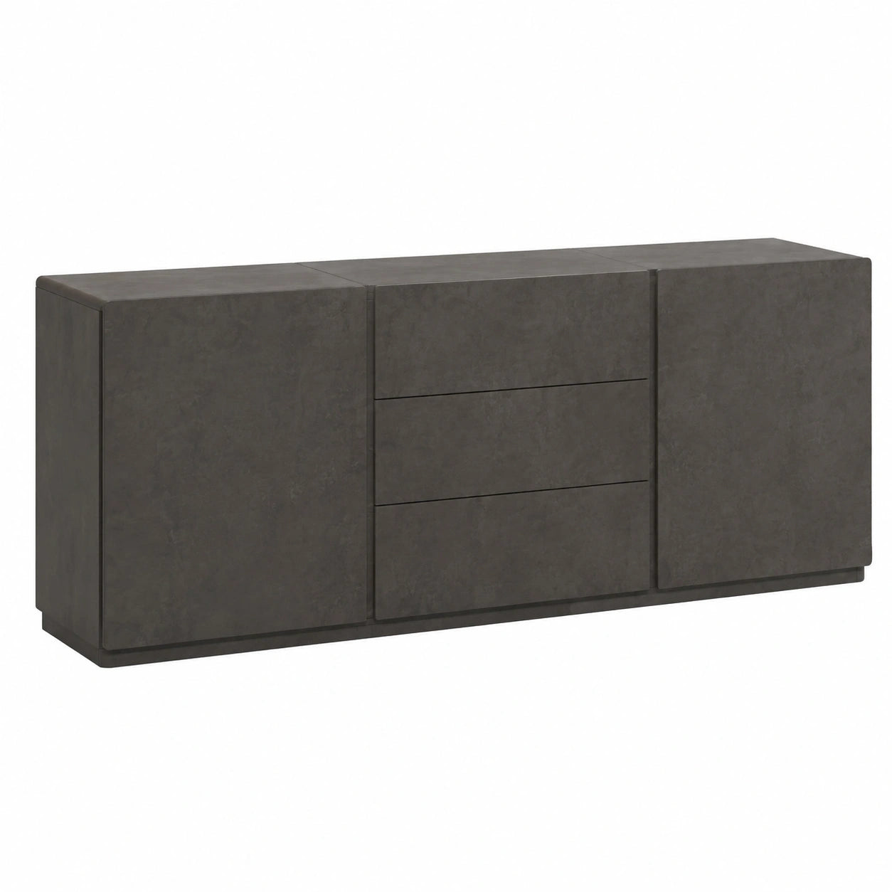 Credenza Moderna in Legno con Ante e Cassetti, Finitura Acciaio e Effetto Marmo - 200x50x97 cm