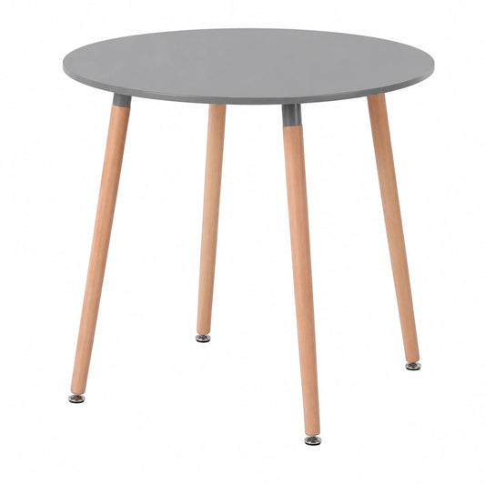 Tavolo Rotondo in Legno Stile Nordico per Soggiorno, Diametro 80 cm, Grigio