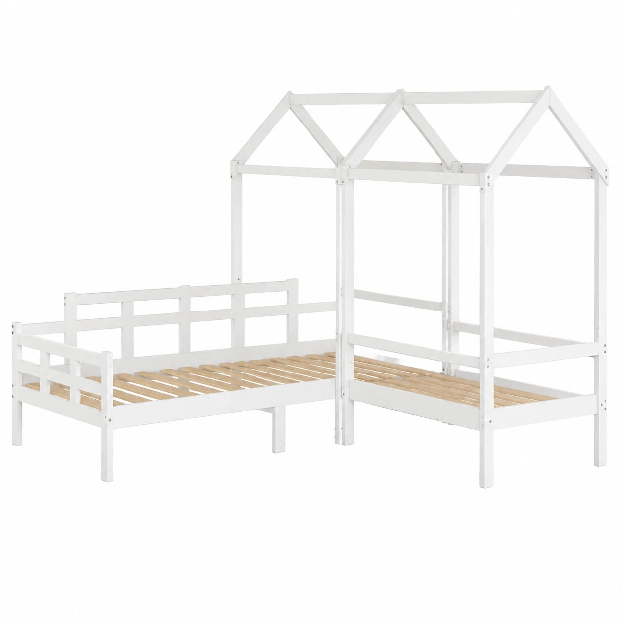 Letto e panca in pino massiccio bianco 80x200 cm con contenitore e rete