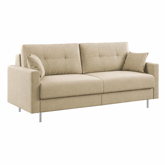 Megan Divano Letto Matrimoniale in Microfibra Beige, 168 cm