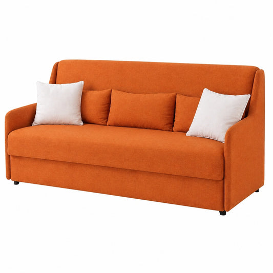 Ponti Divani - Divano Letto a Castello Tris con Materassi Inclusi e Sistema di Sicurezza, Arancione, Made in Italy