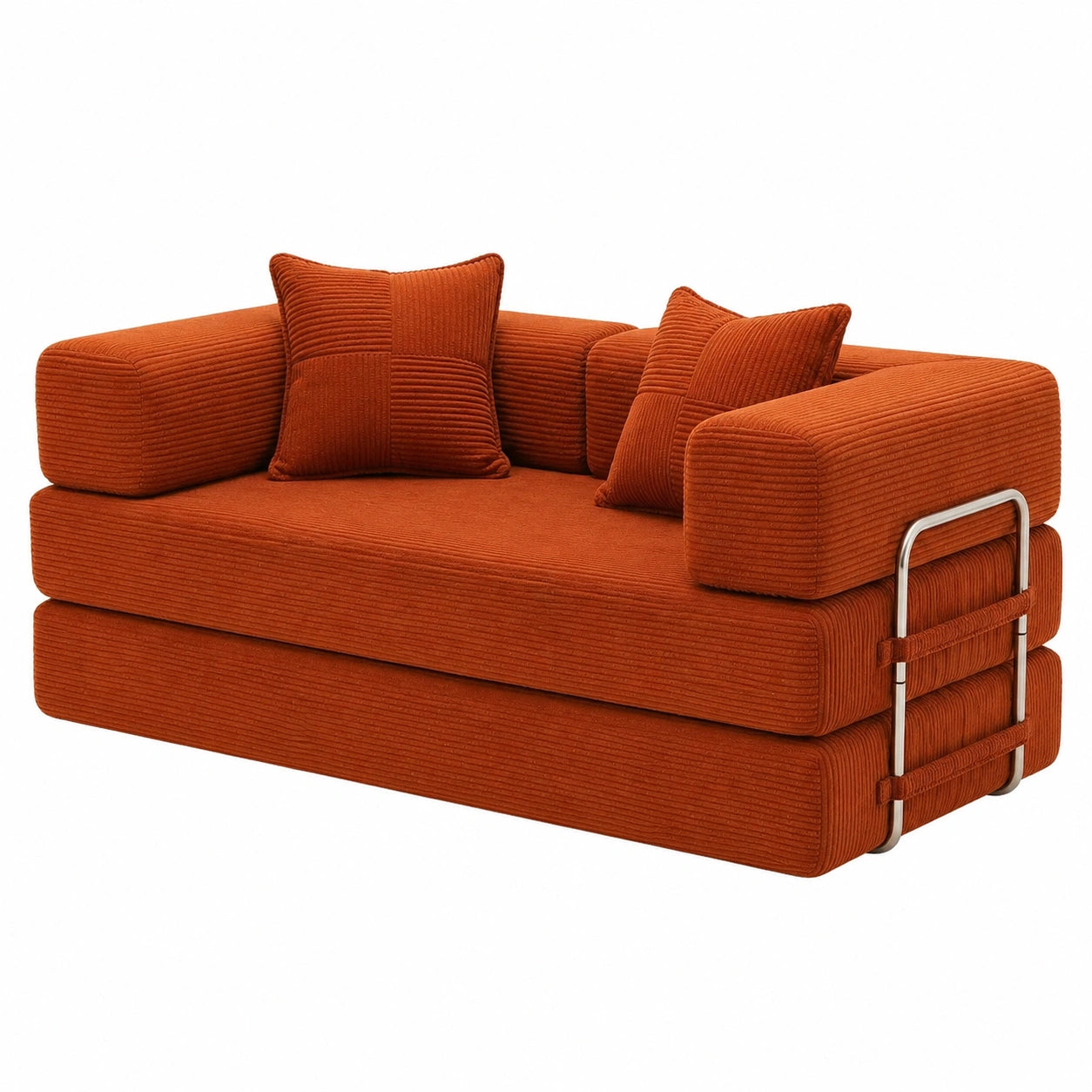 Vipbear Divano Futon 5-in-1 con Cuscini Memory Foam, 160 cm, Cordura Premium, Arancione